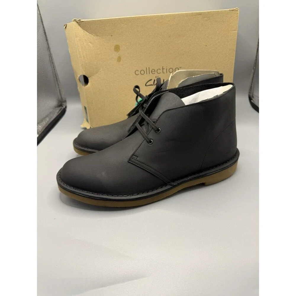 Clarks Bushacre Men's Black Leather Chukka Ankle Boots Casual Shoe Size 13